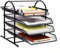 M.J COMFY-LIFE Mesh Letter Tray Stackable Office Desk Tidy File Holder Document Storage Organizer Black Wire Mesh Document Tray for Documents Letter Magazines and A4 paper (4 Tier)