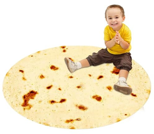 Générique Lustige Decke, Burrito-Decke für Erwachsene, Flanelldecke, realistische Lebensmitteldecke, runde weiche Fleecedecke für Sofa, Bett, Sofa