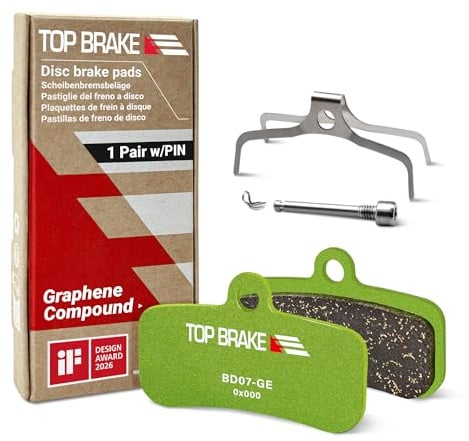 TOP BRAKE Scheibenbremsbeläge kompatibel mit Shimano 4-Kolben Saint M810 M820, XT M8020 M8120, TRP, Tektro | Graphen, langlebig, leise, geschmeidig | MTB, E-MTB, Enduro | Grün