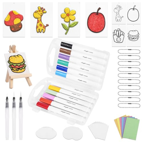 AOOTE Magic Puffy Painting Set, 60pcs Kit de peinture à texture magique, Éponge Magique pour Dessin 3D, Kit Papier Peinture Texture Mousse Magique avec Papier, Stylo, Chaîne, Chevalet