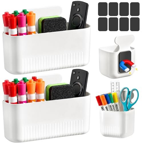 Toyzy 4 Stück Magnetischer Stiftehalter,Whiteboard Zubehör,Magnetisch Markerhalterung,ideal für Whiteboard Magnetisch in Klassenzimmer & Büro, geeignet für Nicht Magnetische Oberflächen