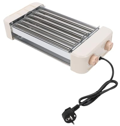 Annadue Elektrischer Hot-Dog-Roller, 550 W, Automatischer Grill mit 6 Kochröhren, Einstellbare Temperatur, Edelstahl, für Zuhause, Party, Catering, Grillspielabend
