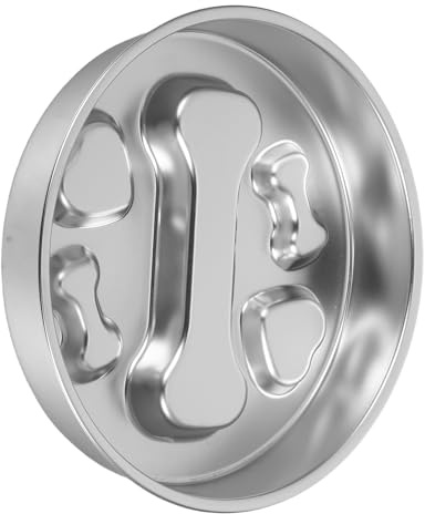 GARVALON Stainless Steel Slow Feeding Dog Bowl Metal Food Bowls for Dogs Puzzle Maze Dish for Outdoor Use