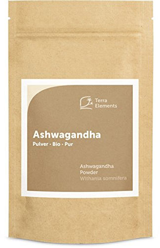 Terra Elements Bio Ashwagandha Pulver, 100 g I Indischer Ginseng I Schlafbeere I 100% rein I Vegan I Rohkost