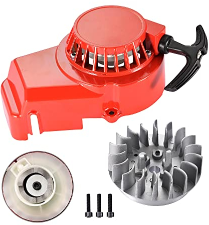 GOOFIT Avviamento a Strappo Minimoto Cinese Alluminio con Volano Sostituzione per Mini Quad 47cc 49cc 2 Tempi Biciclette Ciclomotore e Scooter Pocket Pit Bike ATV Go Kart 1 Pezzo Rosso