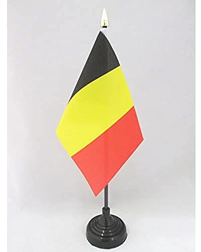 AZ FLAG - Tischflagge Belgien - 15x10 cm Goldene Splitze - Belgische Tischfahne 10 x 15 Cm - Flaggen