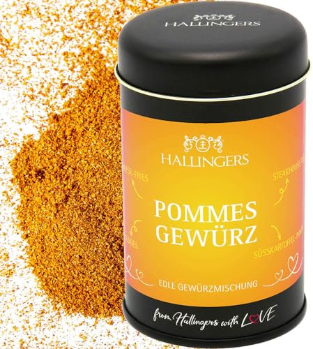 Hallingers Pommesgewürz Krosse Fritten - Gewürz-Mischung für Pommes, Chips & Kartoffeln (Dose) - Geschenkideen Weihnachten & Geschenke Adventskalender | Geburtstag Glückwunsch Neues Zuhause Danke Freu