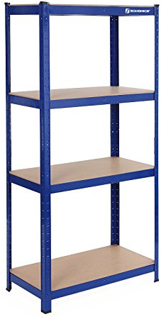 SONGMICS 4-Tier Shelving Unit, Steel Shelving Unit for Storage, Boltless Assembly, for Garage, Shed, Load Capacity 520 kg, 40 x 80 x 160 cm, Blue GLR44Q