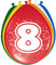 Folat 08208 8. Geburtstag Ballons 30 cm-8 Stück, Zahl 8