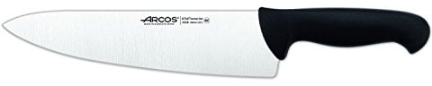 Arcos Cuchillo Chef con Hoja Acero Inoxidable Nitrum 250 mm. Cuchillo cocina profesional multipropósito. Mango ergonómico polipropileno. Serie 2900. Color negro.