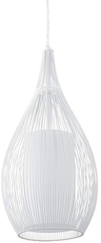 EGLO Pendellampe Razoni, 1 flammige e Pendelleuchte, Material: Stahl, Glas: satiniert, Farbe: Weiß, Fassung: E27