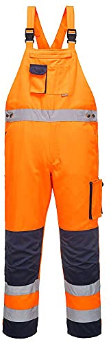 Portwest Dijon TX52ONRXL Bavoir et Bretelles Haute visibilité Orange/Bleu Marine Taille XL