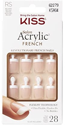 Kiss Acrylic French Dry Spell, Kit Unghie Artificiali 28 Unghie + Colla - 32 gr