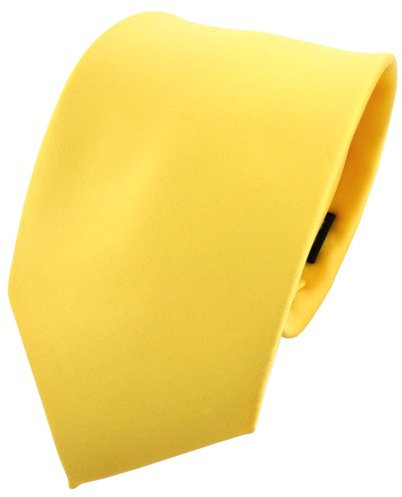 TigerTie Herren Krawatte – Klassische 8 cm Satin-Krawatte in gelb hellgelb zinkgelb einfarbigem Design, ideal für Geschäftstermine, festliche Anlässe und die Freizeit