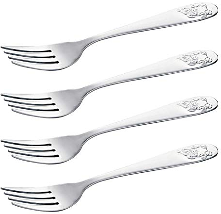 4 Bambini di forchette Motivo Orso, Posate per Bambini, Cromo, Argento, 14.5 x 2.5 x 1 cm, di Viva per la casa # 38475