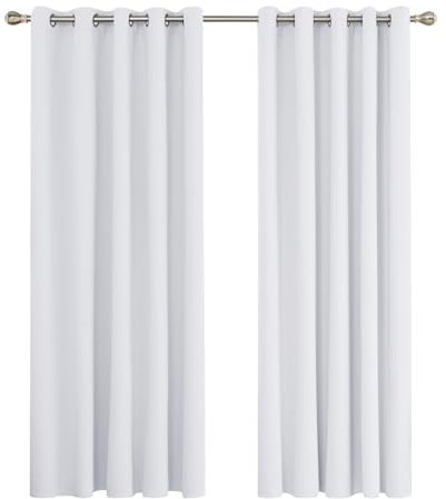 Deconovo Vorhänge Vorhang Blickdicht Verdunkelungsvorhang Kälteschutz Vorhang Blickdicht Vorhang, 229x168 cm(HöhexBreite), Silber Grau, 2er Set