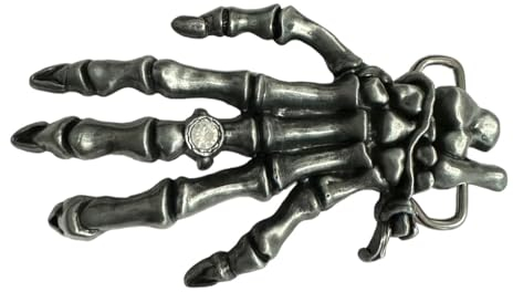 Schnalle123 Gürtelschnalle Skelett Hand Skull 3D Optik für Wechselgürtel Gürtel Schnalle Buckle Modell 100