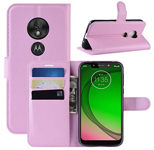 HualuBro Motorola Moto G7 Play Case, Premium PU Leather Magnetic Shockproof Book Wallet Folio Flip Case Cover with Card Slot Holder for Motorola Moto G7 Play Phone Case (Pink)