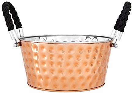 Miressa Party Bucket, Hammered Effect/Rope Handle, Copper Stainless Steel, Large