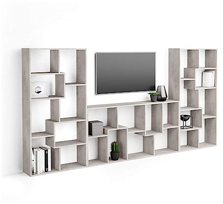 Mobili Fiver, Iacopo TV-Wandeinheit, Grauer Beton, Made In Italy