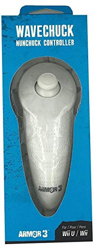Nunchuck Controller for Wii U/Wii (Black) - Armor3 (White)
