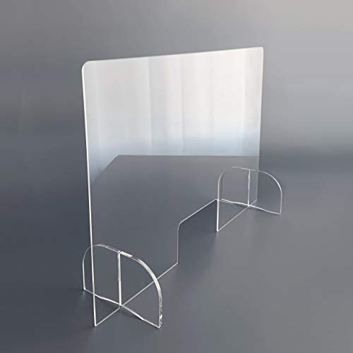 LOBOTEC Spuckschutz mit Durchreiche. Theken-Aufsatz aus Acrylglas. Hoher Hustenschutz für Tresen und Gastronomie. Protector5 (55 x 90 cm BxH)