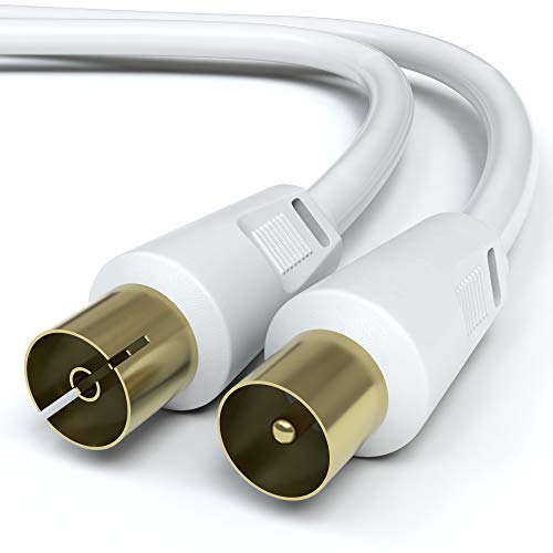JAMEGA – 2m Antennenkabel HDTV Full HD 135db 75 Ohm | Koaxialkabel 4K UHD Koax Stecker > Koax Kupplung TV, HDTV, Radio, Kabelfernsehen DVB-T, DVB-C, DVB-S, DVB-S2, UKW, DAB, DAB+