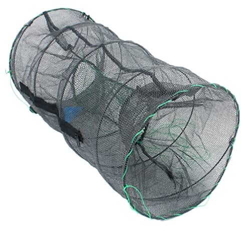 VOSAREA Angelkescher Fischreuse Groß Fischernetz Faltbarer Fischreuse Fishing Köderfischreuse Krebsreuse Falle Fisch Langusten Garnelen Fische Schwarz L Reuse XXL Angelzubehör