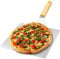 com-four® pelle à pizza en acier inoxydable - pelle à pizza et à gâteaux avec manche en bois - poussoir à pizza pour pizza, tarte flambée, petits pains et pain (argent/marron - angulaire)