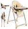OUNUO Trona para Bebe Evolutiva, Trona para bebés Plegable con bandeja extraíble, Tronas bebe Ajustable 5 Alturas, 4 ruedas, Beige