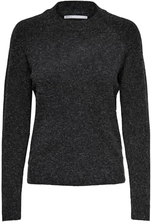 ONLY Damen Basic Strickpullover | Einfarbiger Knitted Stretch Sweater | Langarm Rundhals Shirt ONLRICA, Farben:Schwarz, Größe:36
