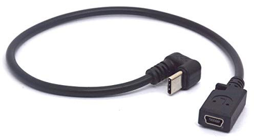 Tomost 180 Degree Angle Mini USB to Type C Cable Cord, USB-C Male to Mini 5 Pin B USB Female Adapter Cord for Digital Camera, MP3 Player and More Mini USB Devices (30cm)