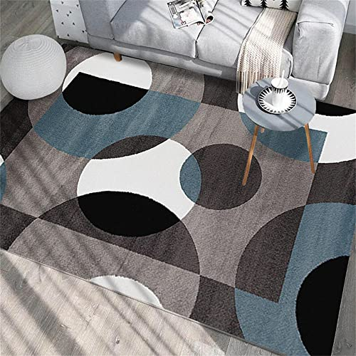 RUGMRZ Teppich Mit Muster Kinderzimmer Auslegware Kinderteppich grau-blau rund geometrischer Wohnzimmerteppich waschbar Junge 160X230cm