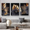 JLCZBT 3 Stück Schwarz Golden Pflanzenblatt Bild Wandbild Print Bilder Kunstposter Deko für Wohnzimmer Schlafzimmer Ohne Rahmen (50 x 70 cm)