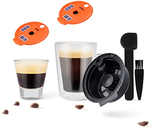 Cápsula de café rellenable para Tassimo Bosch, filtro de café, 1 Body Cápsula reutilizable + 2 Disc lids (60ml+180ml),Orange
