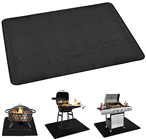 Feuerschale Matte Feuerstelle Unterlage 3 Schicht Große Schwarz Rechteck Feuerstellenmatte Grillmatte Hitzebeständige Matte Schutzfür Grill, Gras, Terrasse Faltbar und Tragbar - Größe 60 * 52CM