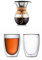 Bodum Pour Over Kaffeebereiter mit Permanentfilter 1 L, transparent + Pavina 2-teiliges Gläser-Set (Doppelwandig, 0.35 liters), transparent