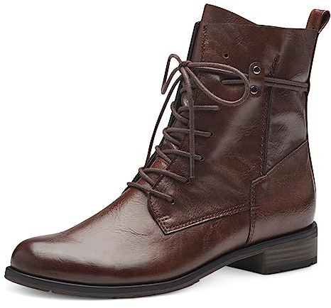 MARCO TOZZI Damen Stiefeletten zum Schnüren aus Kunstleder Flach, Braun (Cafe), 40