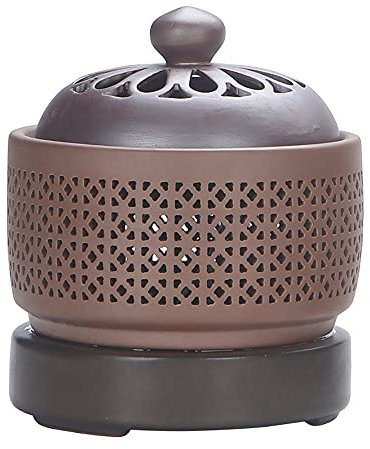 Bruafsir Bruciatore di Incenso Elettrico per Aromaterapia Elettronico Luce Notturna per Olio 220V Regolazione Temperatura di Temporizzazione,S