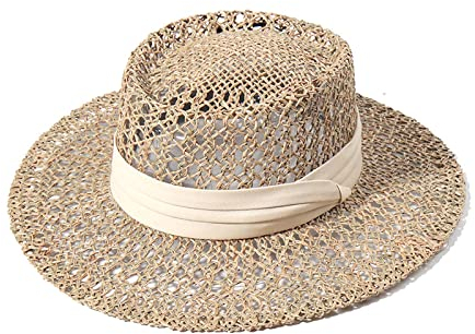 Angxiong Sonnenhut Strohhut Hut Hohlwebende Sonnenhüte Für Damen Sommer Strandhut Damen Kühlhut Beige