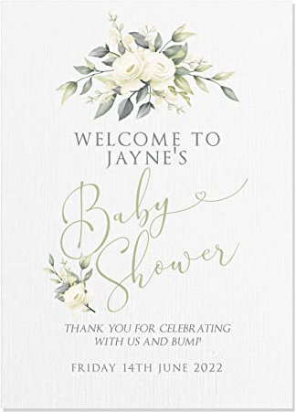 Green Botanical Personalised Baby Shower Welcome Sign (FC2) (A2)