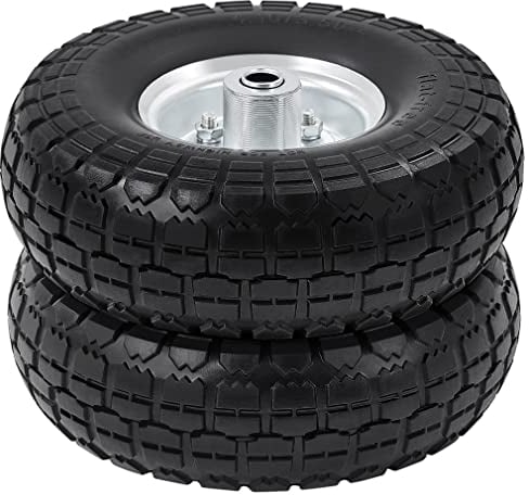 Yaheetech 2x PU Rad Vollreifen Sackkarrenrad, ØxB 255 x 80 mm, 4.10/3.50-4, 16 mm Achse Reifen, pannensicher verschleiß, Bollerwagen Ersatzrad Schubkarrenreifen