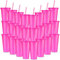 Amyhill 24 Pcs Reusable Cups with Lids and Straws 24 oz Glitter Iced Coffee Tumbler Plastic Travel Mug Cup for Smoothie Juices Birthday Sleepover Party Supplies for Girls(Hot Pink, 24 Pcs)