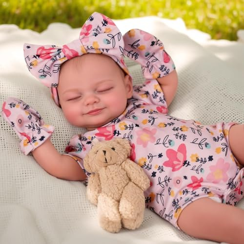 BABESIDE Reborn Babies 17 Inch Skylar Lifelike Newborn Baby Dolls Girl | Realistic, Full Vinyl Body, Sleeping Girl,Includes Accessories, Pretend Play Gift for Kids 3+