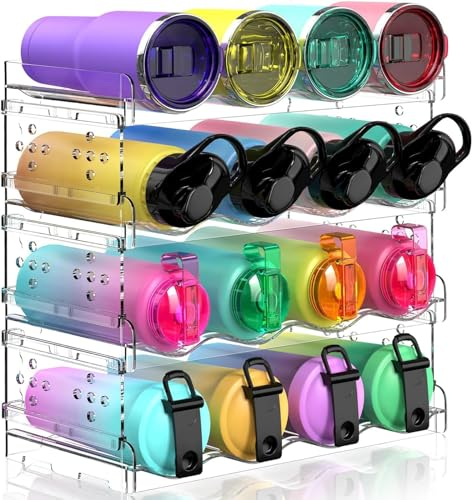 ItMvmt 4pcs Bottle Rack Water Bottle Organizer Stackable Kitchen Pantry Organization and Storage Shelf Plastic Water Bottle Holder for Fridge Kitchen Cabinet Wine