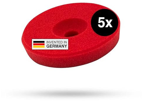 Liquid Elements – Centriforce V2 Polierpads 150mm – Polierschwamm mit speziell entwickelter Fräsung für optimierte Ergebnisse – Auto Polieraufsatz für Poliermaschinen (Rot | Heavy Cut | 5 Stück)