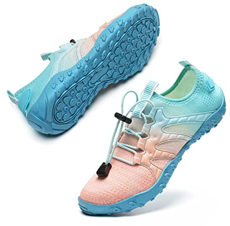 WateLves Herren Damen Badeschuhe Strandschuhe Wasserschuhe Schwimmschuhe Aquaschuhe Sommer Surfschuhe Barfußschuhe Schnelltrocknend(Blau,40 EU)