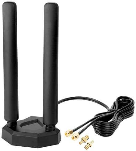 Nelawya Antena 4G LTE/5G Sub-6 SMA TS9 macho de banda ancha 8dbi 600-3980MHz antena radiante con base magnética, cable de 2 metros Compatible con 5G 4G LTE Router
