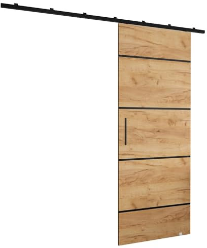 Rail porte coulissante Zonda IV - Porte coulissante interieur avec rail - 204x80 cm - kit porte coulissante - guide porte coulissante - avec poignée de porte - porte suspendue coulissante