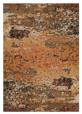 Wecon Home East Village Kurzflorteppich, 200 x 300 cm, braun | moderner Kurzflorteppich aus Wolle und Viskose seidenweich für stilvolle Eleganz und angenehmen Komfort für Wohnzimmer